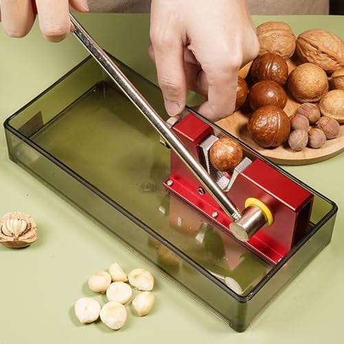 LAIKAIEU Casse Noix Cracker De Coquille Macadamia Opener, Poignée en Métal Durable Et Organisateur en Bois pour La Noisette, Noix du Brésil, Amandes, Pécan, Grenoble (Étanche)