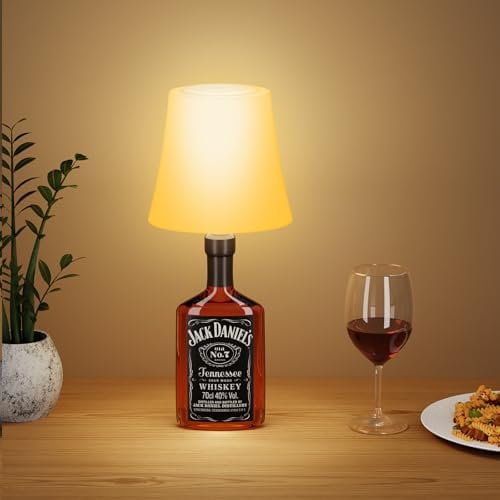 Lampada da Tavolo LED Senza Fili, Ricaricabile Lampada Bottiglia, Lampada Comodino Luminosità Regolabile,Temperatura Tricolore+RGB,IP54 Impermeabile per Ristorante,Campeggio(Non includendo Bottiglie)