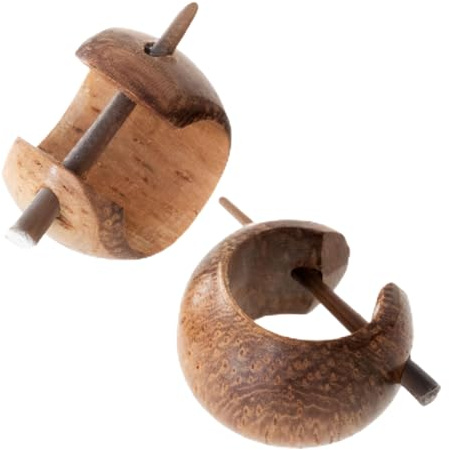 Fly Style Damen Ohrringe Creolen aus Holz- Kleine Holz Kreolen - Natur Damen Schmuck
