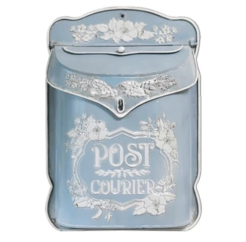ZPFDSG Boite aux Lettres Boîtes aux Lettres extérieures Vintage Boîte aux Lettres Boîte aux Lettres Murale en métal Décoration de Poste de Ferme Artisanat Boîte aux Lettres du Père Noël(Blue)