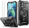 Lanhiem für iPhone 12 Hülle, für iPhone 12 Pro Hülle mit 2 Stück Panzer Glas, Kamera Ständer Magnetisch Case für MagSafe, Militär Stoßfest Handyhülle für iPhone 12/12 Pro Schutzhülle, Schwarz