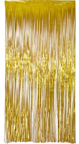 Folat 27584 Party Vorhang - Laser Beam Gold - 1 x 2 m - Folien Luftschlangen für Hochzeit, Party, Dekoration, Fotoautomat und Festivals Bühnendekor