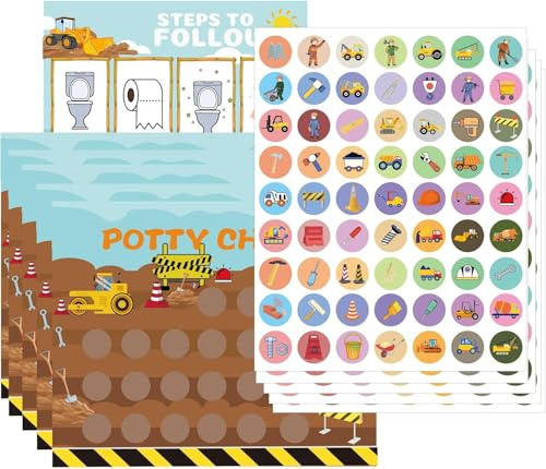 Töpfchentrainingstabelle, Bauthema, Belohnungsaufkleber, 21,6 x 27,9 cm, Toilettentraining, Belohnungssystem, Diagramm, Spaß, Töpfchen, Anreiz, Töpfchentafeln, 10 Stück