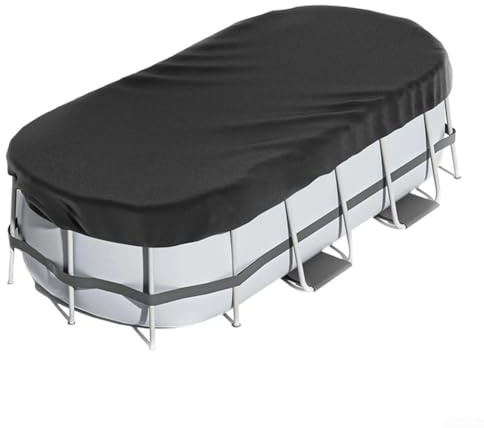Rechteckige Poolabdeckung mit oberirdischem Pool – Solar-Abdeckung für ovale Poolabdeckung – mit Zubehör-Set – kälte- und UV-beständig, staubdicht (2,4 x 4,3 m)