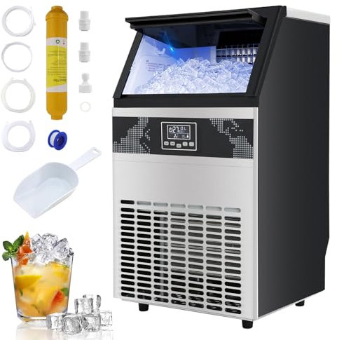 Fabbricatore di ghiaccio commerciale 70kg/24h Timer Autopulente Fabbricatore di ghiaccio in acciaio inox Fabbricatoreghiaccio in 12 minu