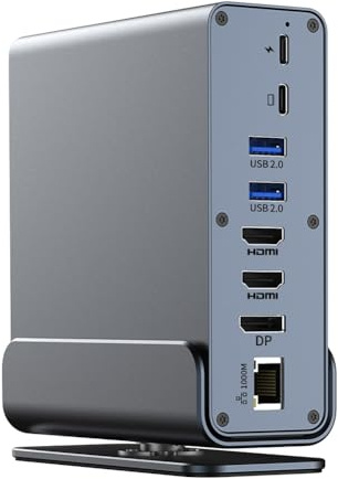 JANZU - Estación de acoplamiento USB-C 15 en 1 Hub vertical 4K HD con triple monitor, RJ45 1000M, USB 3.0/2.0, PD 3.0, SD/TF para ordenador portátil