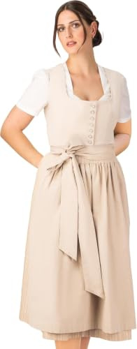 Wiesnstern Dirndl Vanilla Cream – Damen Trachtenkleid mit Schürze, 80 cm | Midi Dirndl für Damen mit geradem Ausschnitt und abnehmbarer Schürze – Rocklänge 80 cm, österreichisches Design