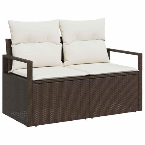 vidaXL 5-teiliges Garten-Sofa-Set mit Kissen aus braunem Rattan – Langlebige Outdoor-Möbel für Lounge, Terrasse und Patio. Modular geflochten.