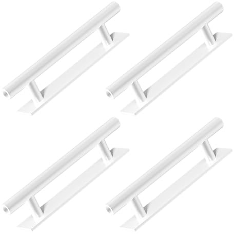 4 Pack Peel and Stick Cabinet Handles, No-Drill Adhesive Drawer Pulls for Cabinet Closet Wardrobe, White Furniture Handles Easy Installation for Door Window Drawer