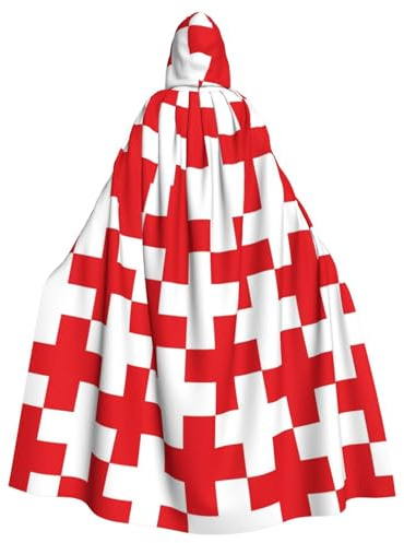 peiyeety Rotes Kreuz 1 Muster Unisex Kapuzenumhang Kostüm Cape für Halloween Vampir Hexe Cosplay Zauberer