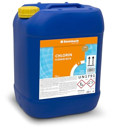 Steinbach Poolpflege Chlorin flüssig - 07529C20TD00-20 l - Flüssiges Desinfektionsmittel auf Chlorbasis - Für automatische Dosieranlagen - Kalkhemmend & stabilisiert - Wirkt gegen Algen