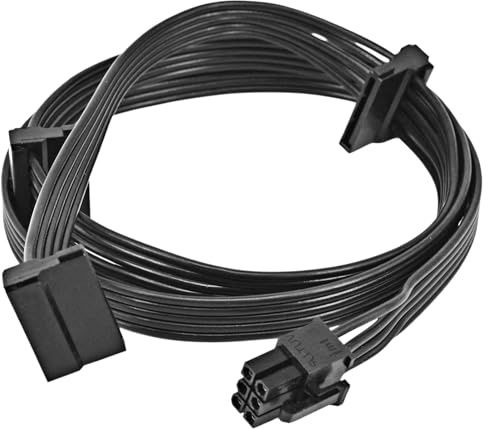 gsgfuis Cavo di alimentazione SATA 6 pin a 3 x 15 pin SATA, cavo piatto 70 cm per alimentatori, dischi rigidi, splitter HDD, nero