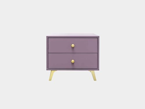Masseno Nachttisch GALIO Nachtschrank Beistelltisch für Schlafzimmer 54 x 48 x 41 cm Violett