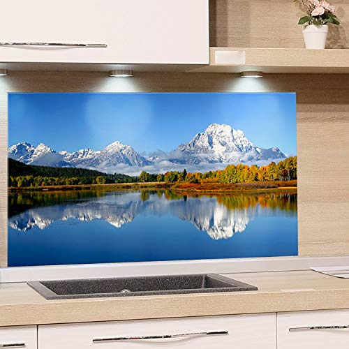 GRAZDesign Küchenrückwand Spritzschutz Glas Landschaft - Spritzschutz Küche Glas Berge, Glasrückwand Wandschutz - alle Untergründe 4mm ESG Glas, 100x60cm