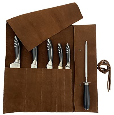 Hide & Drink Rustic Leather Knife Roll (5 Pockets) Handmade by Swayze Suede