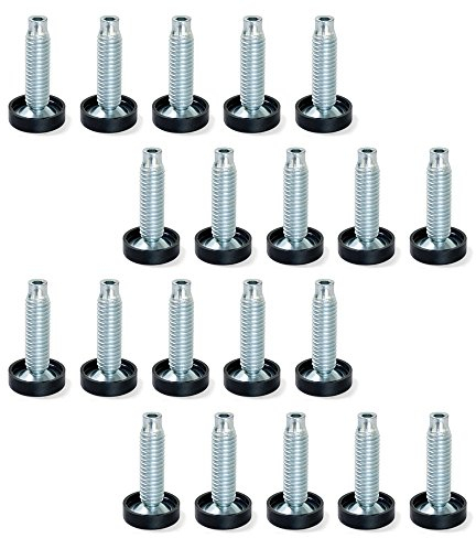 Emuca 2020805 Pied vérin articulés pour meuble, filetage M10x30mm, Set de 20 Pièces