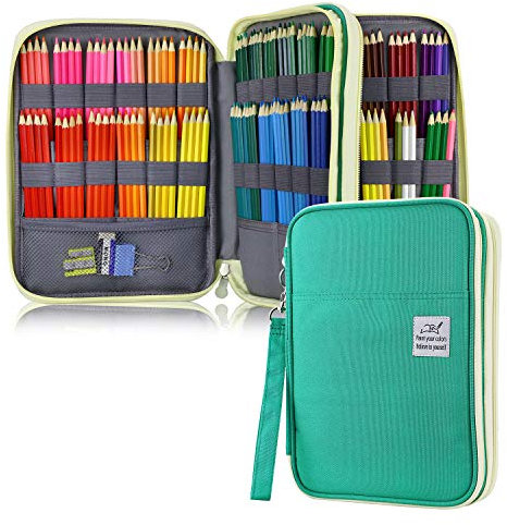YOUSHARES 192 Slots Colored Pencil Case, 120 Gel Pens Large Capacity Pencil Holder Pen Pt mit Zipper für Prismacolor Watercolor Coloring Pencils & Markers for Student & Artist (Grünt)