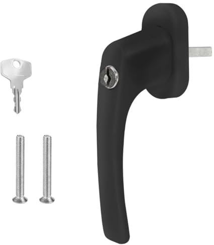 Premium Aluminium Fenstergriff Victory - abschließbar, Farbe:Schwarz RAL 9005 (matt), Stiftlänge:35mm