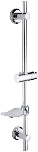 Tecmolog BC4044 Barre de douche sans perçage en plastique ABS Hauteur / Angle réglable avec ventouse Chromé