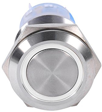 Druckschalter LED19mm Qiilu Selbstsperrende 12V Ein-Ausschalter IP65, IK08 wasserdicht aus wasserdichtem Edelstahl (WEISSE LED)