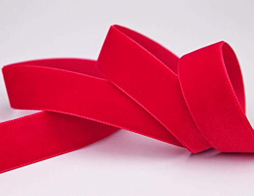 finemark 3 m x 22 mm Samtband ROT Knallrot (629 Rouge) Dekoband Velour einseitig Samt festkantig Velvet Ribbon zum nähen dekorieren