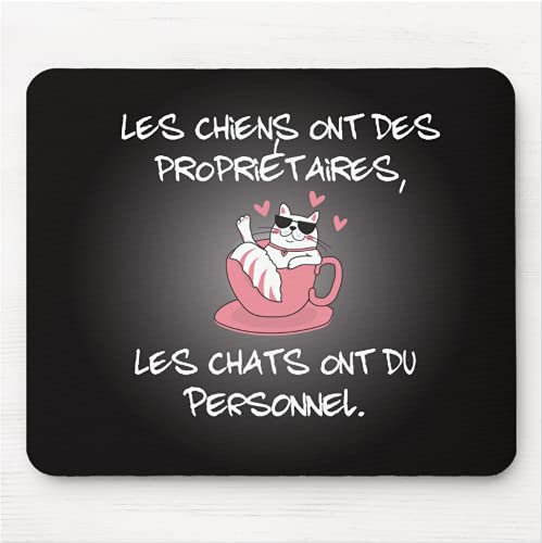 Tapis de Souris Humour Chat Chien Message drôle Animaux. Idée Cadeau Original pour Amis Couple Collègue Frère Sœur Pote Geek pour Anniversaire Noël ou pour Le Plaisir Souriez au Bureau.