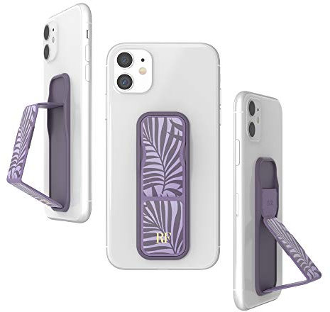 RICHMOND & FINCH Phone Grip Holder and Expanding Stand, Universal Finger Grip Kickstand Compatible with iPhone, Samsung and More, Multiple Viewing Angles, Purple Palms Design