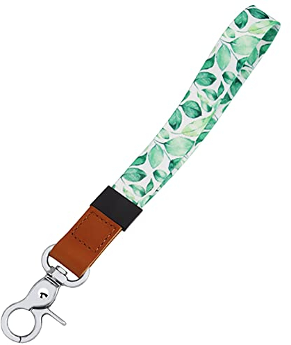 HONZUEN Wristlet Schlüsselband, Glatten Keyholder Schlüsselbänder mit Metallverschluss, Reißfest Wristlet Keys Lanyard Strap Kurz für Schlüssel, USB-Stick, Handy, Kamera, Arbeitskarte (Blätter)