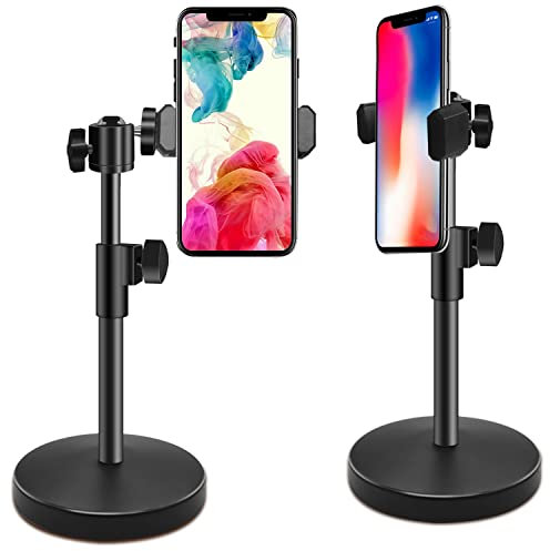 Boseen Multi - Function Adjustable Desktop Mic Stand, Weighted Base Extensible Table Microphone Stand with Mic Clip, Cell Phone Clip, Ball Head and 5/8 Male to 3/8 Female Metal Adapter