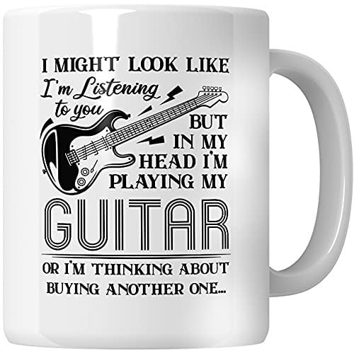 WG - I Might Look Like Im Listening to You, Guitar Mugs and Cups, Gift for Guitarist, Coffee Mug Rock, Guitar Coffee Mugs for Men, Guitar Coffee Mug