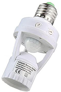HHF LED Bulbs Lamps, LED Lamp Base E27 PIR Motion Sensor Holder 110V - 220V with Light Control Switch Infrared Induction Bulb Socket (Color : White)
