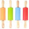 Rolling Pin, 4PCS Mini Rolling Pin Wooden Handle Non‑Stick Silicone Rolling Pins Pie Crusts Biscuits Pastries Dough for Home Kitchen Children Baking Tool