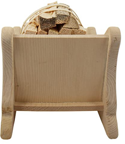 Slitta decorativa con fascina in legno di Cirmolo delle Dolomiti fatta artigianalmente