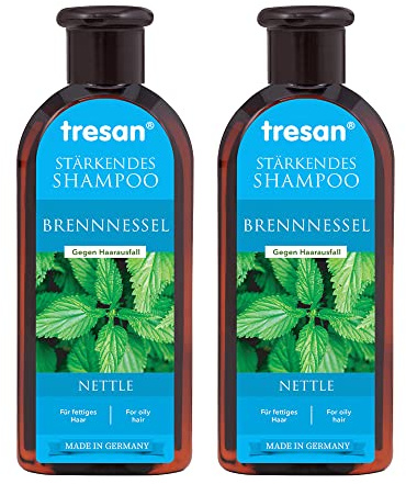 Tresan Brennnessel Stärkendes Shampoo für ölige & Fettiges Haar 2x300ml | Für Fettiges Haar - Tägliche Hydratisierung & Entgiftung & Anti-Haar-Verlust-Shampoo - Keine Parabene oder Gluten