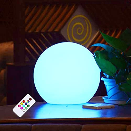 FANOAULEA 8 Inch Ball Light, Outdoor Glow Globe Light with Remote Control, LED Solar Gazing Ball Night Light 10 Modes RGB Color Changing, Waterproof Solar Globe for Garden Yard Pathway Decor