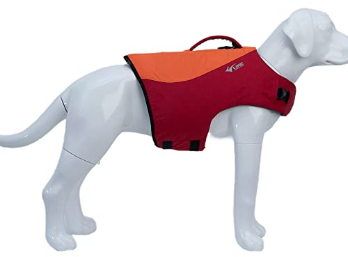 Hundeschwimmweste im Sportstil mit ausgezeichneter Auftriebskraft, stylische Hundeschwimmweste mit Rettungsgriff für kleine, mittlere und große Hunde Orange-Red S
