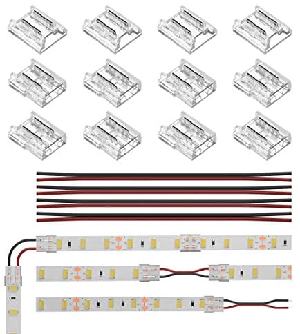 BTF-LIGHTING 2pin SMD 10mm Connector kit 12pcs Transparent Connector 4pcs 15cm lang 20AWG Verlängerungskabel Draht zu Board/Board zu Board für spaltfreies Löten und 2pin LED-Licht Eckenanschluss