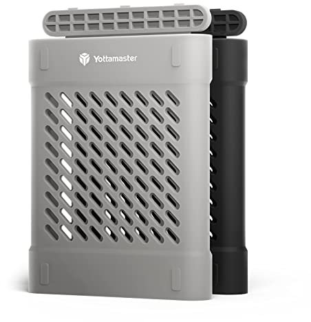 Yottamaster 2.5 Inch Hard Drive Case (2 Pack), Portabel Silicone 2.5 SSD Storage Case Protector Cover for 2.5 SSD, Hollow-Carved SSD Box, Shockproof, Anti-Scratch [Black and Grey]