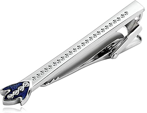 Whoiy Krawattenklammer Silber, Krawattennadeln für Herren Edelstahl Blatt Zirkonia für Männer Kostenlose Gravur mit Schmuck Box