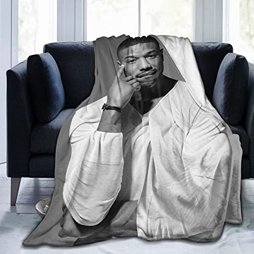 Michael Actor B. Jordan Überwurfdecke, ultraweich, Flanell-Fleece, leichte Überwurfdecke, warme Klimaanlage, Decke für Couch, Sofa, Bett, 127 x 101 cm