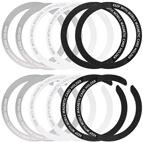 12 Stück magnetischer kabelloser Ladering aus Metall mit Aufkleber, universelles ultradünnes Gekerbtes und rundes Alphabet-Ring-Umbauset Kompatibel mit MagSafe iPhone 12 Pro Mini Max Galaxy S21