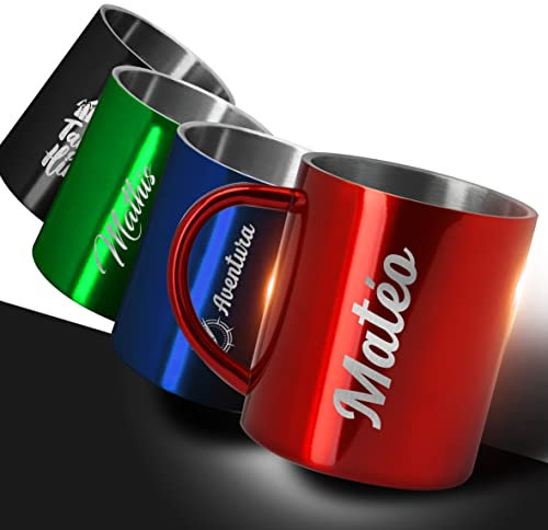 GRAVURE CONCEPT Mug En Métal Personnalisable 280mL - Idée Cadeau KIWAN (Rouge)