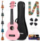 AODSK Sopran-Ukulele, Anfänger-Set, 53,3 cm, hawaiianische Ukulele für Kinder, Erwachsene, Studenten, mit Gigbag, Saiten, Pick All in One Kit (53,3 cm Sapele-Ukulele) (Rosa)