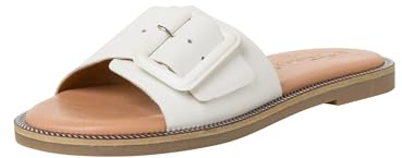 Tamaris Damen Mules Pantoletten Leder Blockabsatz Sommer; WHITE LEATHER/weiß; 36 EU