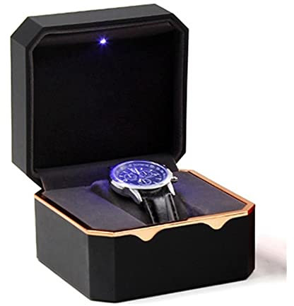 BONOOL Uhrenbox Uhrenbox mit Licht, Uhrenaufbewahrungsbox, Uhrenbox-Display, 11,5 * 11 cm Uhren-Organizer zur Aufbewahrung und Präsentation