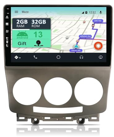 YUNTX [2GB+32GB] Android 14 Autoradio mit Navi für Mazda 5 (2005-2010)-9 Zoll Touchscreen-mit Kamera-DAB/GPS/Lenkradsteuerung/MirrorLink/Bluetooth 5.0/WiFi/USB/4G/CarPlay