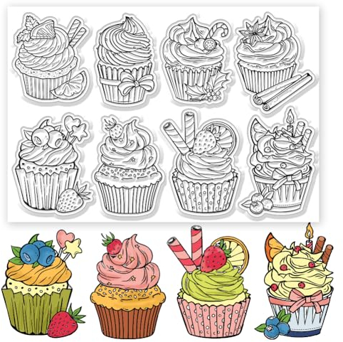 GLOBLELAND Cupcake Clear Stamps Cupcake Dekorative Clear Stamps Silikonstempel Für Kartenherstellung Und Fotoalbum Dekoration Und DIY Scrapbooking