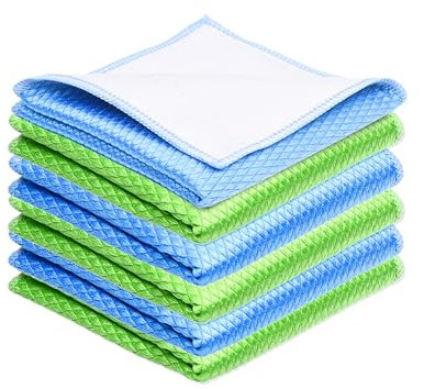 Eco-Fused Paños de Limpieza de Doble Cara - Paquete de 6-8 x 8 Pulgadas - Paños de Limpieza Tipo Fishscale y Gamuza para Acero Inoxidable, Ventanas, Espejos, Teléfonos Inteligentes, Pantallas LCD