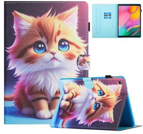 TEDTIKJT Funda para Samsung Galaxy Tab A 10,1 2019 T510/ T515 Carcasa PU Cuero Flip Protectora Cover Samsung Galaxy Tab A 10,1 Pulgadas 2019 con Stand Función Case, Gato Amarillo