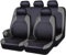 Auto Leder Sitzbezüge für Skoda Roomster (5J) 2006-2015, 9 Stück Allwetter rutschfest Wasserdicht Atmungsaktiv Schonbezug Set Sitzkissenschutz,B/Grey